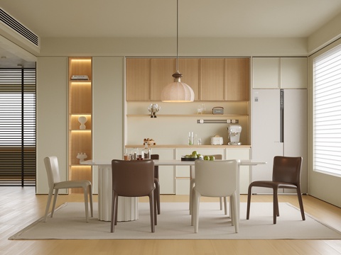  现代餐厅 餐边柜 酒柜 餐桌椅3d模型 