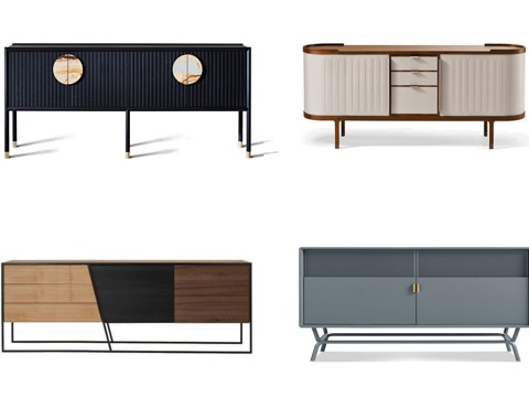  新中式电视柜 玄关柜 边柜3d模型 