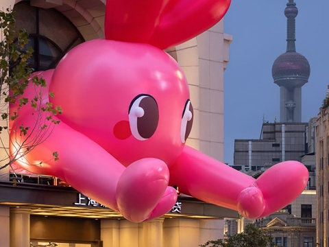 网红店铺艺术装置 网红兔子艺术装置 互动网红兔兔玩偶su模型