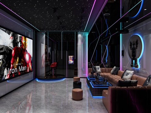  现代影音室3d模型 