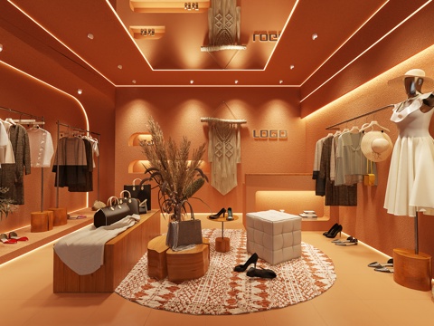  服装店 女装店 衣帽架 服饰3d模型 