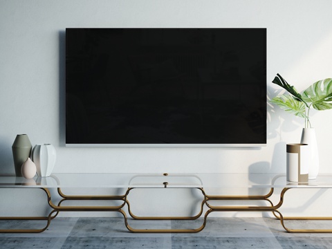  现代电视柜摆件组合3d模型 