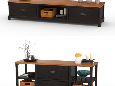  美式电视柜 饰品摆件3d模型 