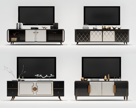  现代电视柜摆件组合3d模型 