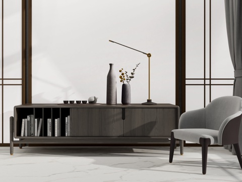  新古典电视柜休闲椅3d模型 