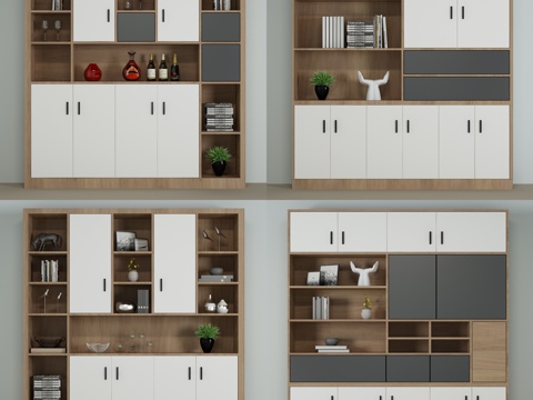  现代书柜 装饰柜 柜子装饰品 饰品摆件3d模型 