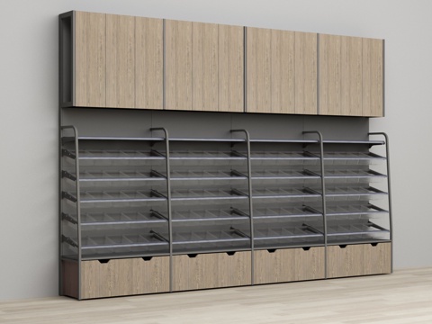  散称零食店透明盒子货架3d模型 