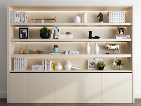  现代书柜3d模型 