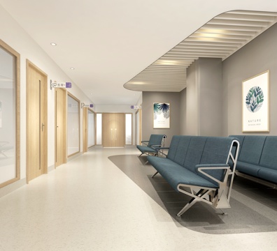  现代妇幼医院护士站 候诊区 椅子3d模型 