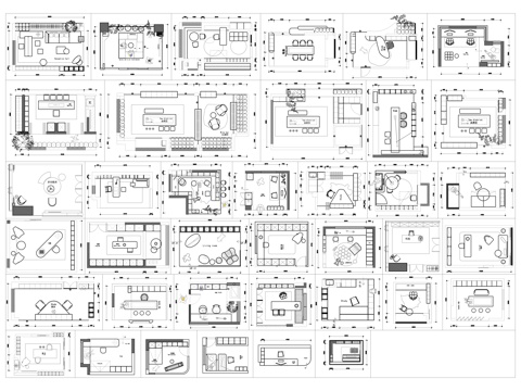  書房茶室多功能室平面布置圖cad施工圖 