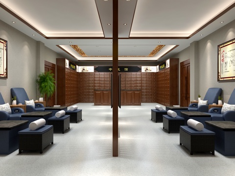  中式风格的中医馆3d模型 