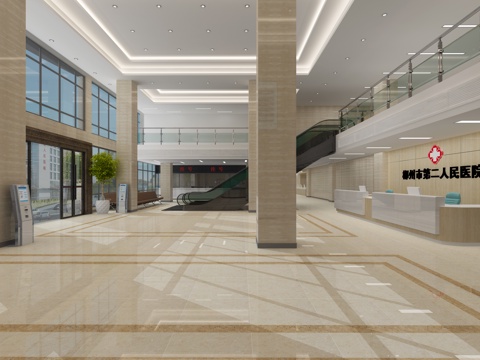  现代医院大厅 护士站3d模型 