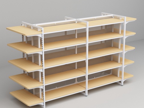  超市便利店钢木透明阳光背板货架3d模型 