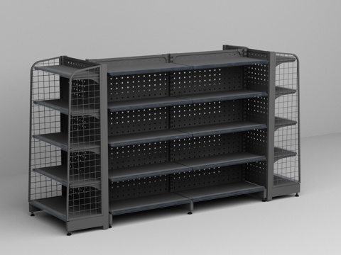  超市便利店孔板网格铁货架3d模型 