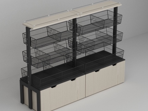  零食店斜口笼中岛散称商品展示货架3d模型 