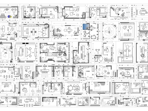  書房茶室平面布置圖cad施工圖 