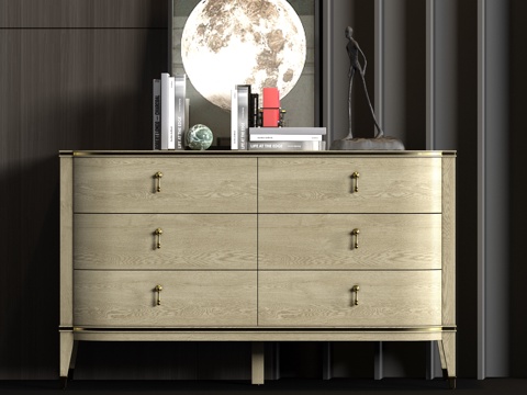  新中式实木端景柜饰品组合3d模型 