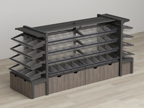  散称零食透明盒子老婆大人中岛货架3d模型 