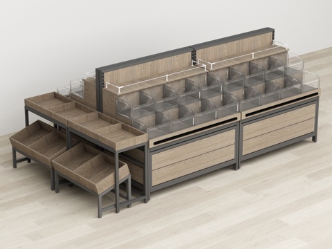  超市散称区零食透明盒子流水台货架3d模型 