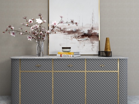  现代电视柜 玄关柜 装饰柜 柜 北欧 挂画 现代装饰品3d模型 