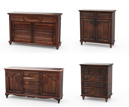  传统美式边柜 鞋柜 斗柜 玄关柜3d模型 