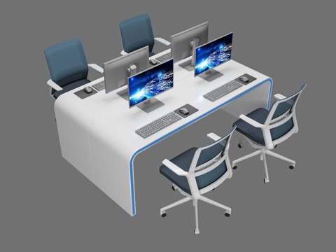  现代电脑桌3d模型 