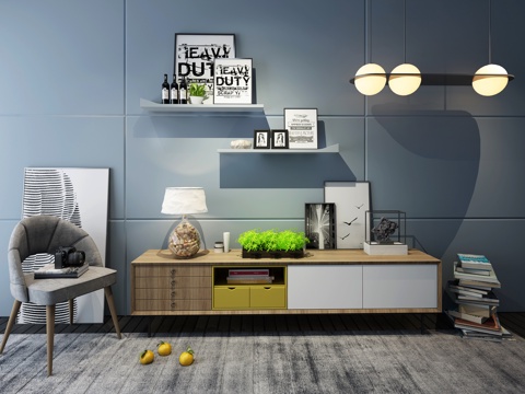  北欧电视柜模型组合3d模型 