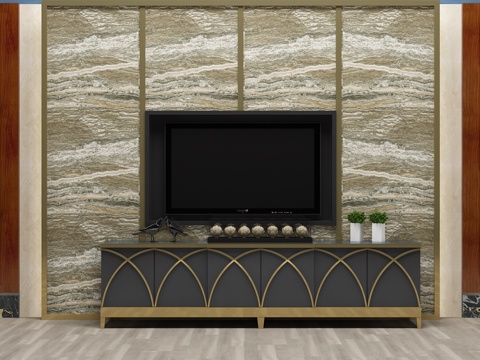  现代电视柜 电视机3d模型 