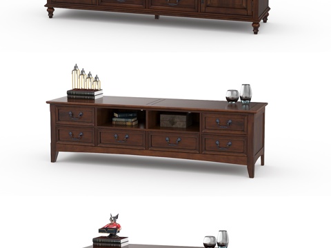  美式电视柜组合3d模型 