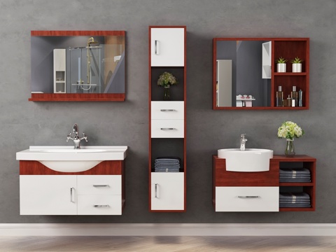  现代浴室柜组合3d模型 