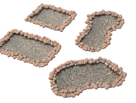  现代鱼塘水池 水池景观 石头水景3d模型 