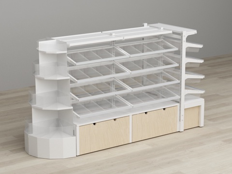  散称零食店白色半圆货架3d模型 