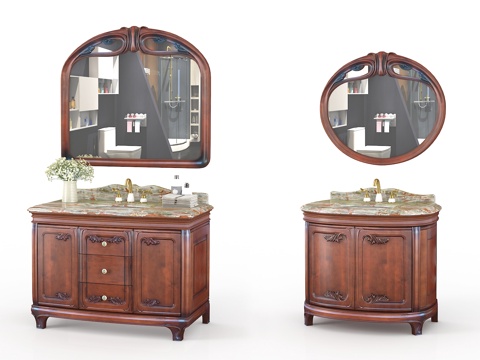  美式浴室柜组合3d模型 