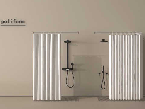  浴帘 防水帘 浴室帘 淋浴隔断帘su模型 
