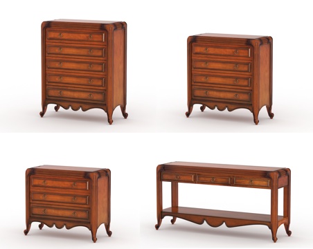  美式田园斗柜边柜玄关柜组合3d模型 