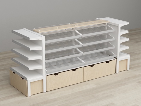  白色零食店货架3d模型 