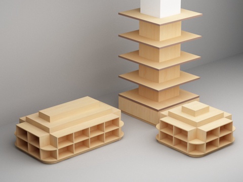  超市包住多层流水台展示台3d模型 