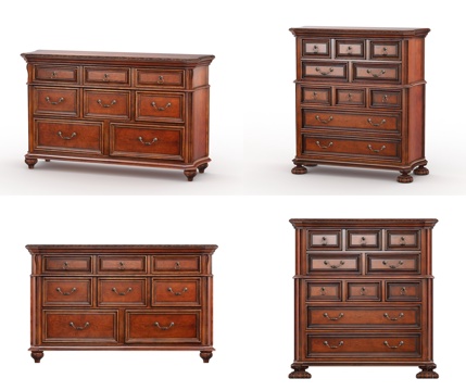  美式斗柜 边柜组合3d模型 