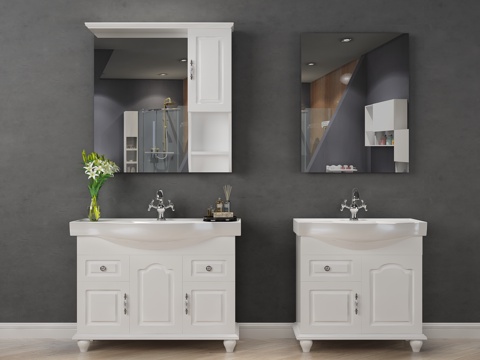  欧式简约浴室柜组合3d模型 