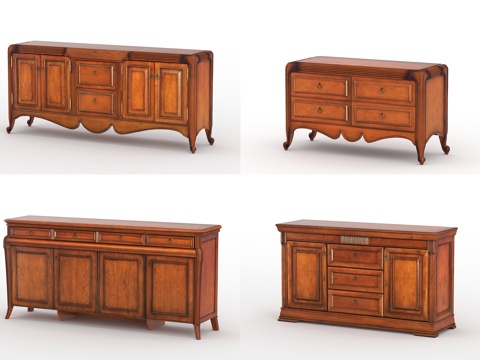  美式田园玄关柜边柜组合3d模型 