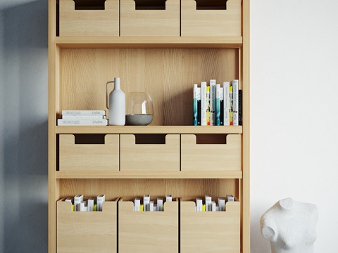  现代收纳柜 摆件组合3d模型 