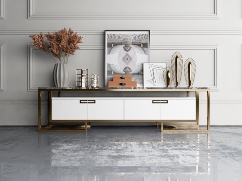  现代电视柜 边柜 装饰柜组合3d模型 