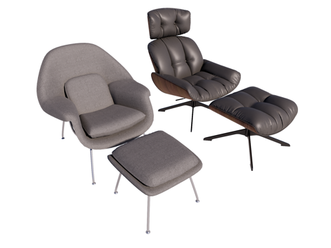  现代 躺椅 休闲椅 皮椅 布椅su模型 