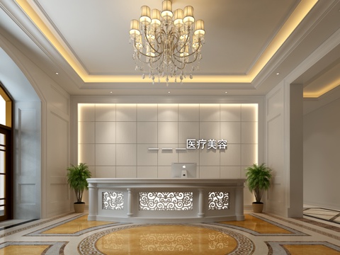  欧式简约前台 美容院前台3d模型 