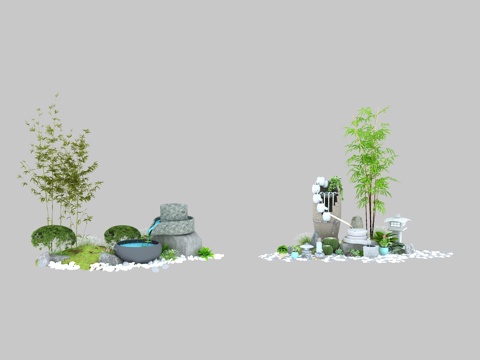  庭院景观  植物景观  景观小品 中庭景观3d模型 