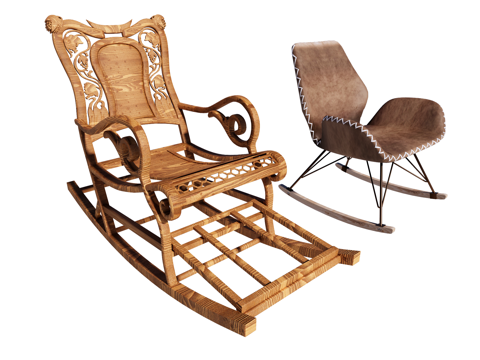  中式 中古 侘寂 摇椅 躺椅 休闲椅 木椅 皮椅 布椅su模型 