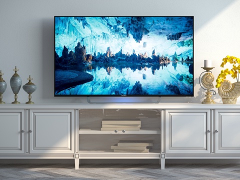  简欧 电视柜 电视机 摆件组合3d模型 