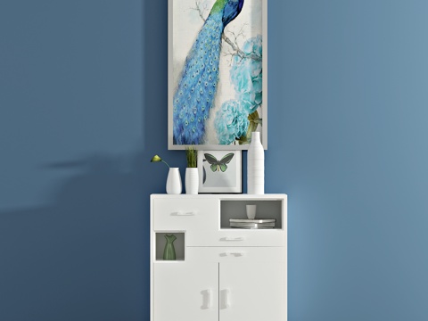  现代鞋柜 装饰柜 边柜 装饰画3d模型 