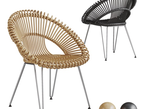  现代户外椅 藤编椅 休闲椅su模型 