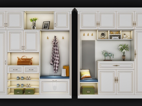  欧式鞋柜组合3d模型 